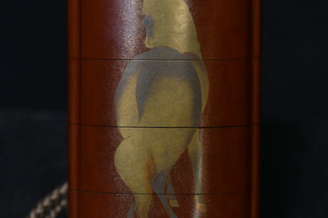 Inro Red lacquer horse