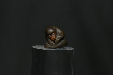Netsuke monkey wood shibayama