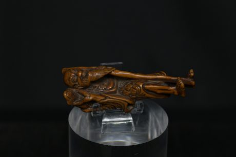 Netsuke sennin toad wood