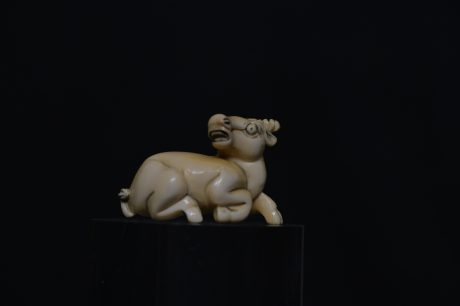 Netsuke reclining ox ivory