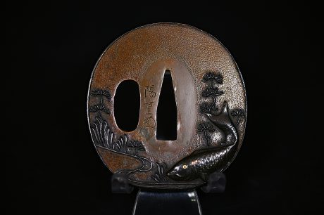 Marugata copper koi tsuba NBTHK hozon