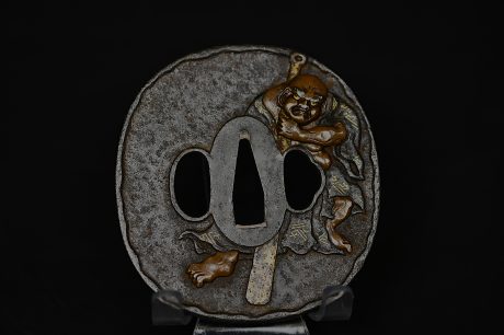 Marugata iron tsuba deity NBTHK hozon
